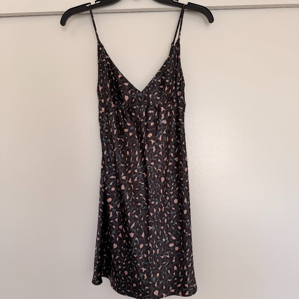 NWOT Victoria's Secret satin slip nightgown in black leopard print